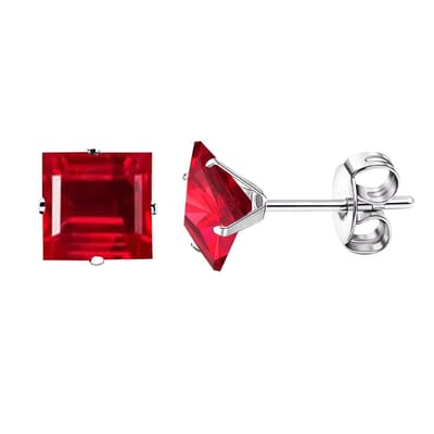 Aramat Jewels | Oorbellen | Oorbellen – RVS Zilverkleur met Rode Vierkante Zirkonia (3mm) | | | |3mm | Staal | Kinderen, Volwassenen | Verkleurd niet