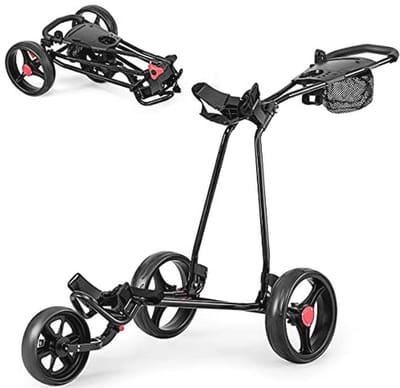 Opvouwbare golfwagen met 3 wielen, verstelbare handgreep en accessoires