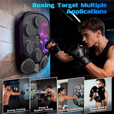 Muziek Bokstrainer - Slim Boksdoel - Thuis Sporten - Bluetooth Functie - 43x54x7.5 cm - Zwart