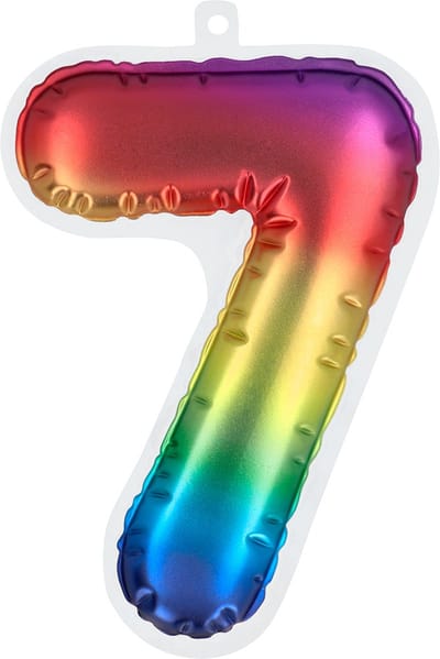 Boland - Sticker Folieballon '7' regenboog Multi - Regenboog - Verjaardag - Jubileum - Raamsticker - Kinderfeestje