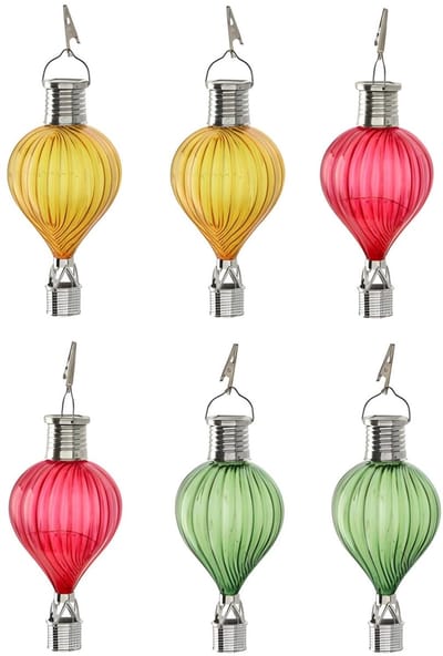Cepewa LED ballonhangers - 6x - multicolor - H17 cm - luchtballon - tuinverlichting/buitenlamp