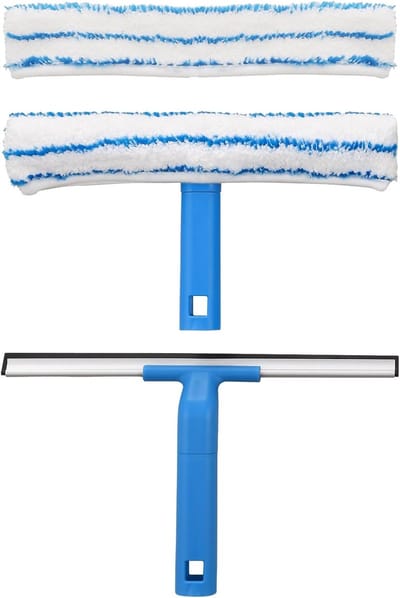 Famanu – Raamwisser combo (30 cm), siliconen lip + microvezelwasser, 2-in-1 professionele raamreiniger voor badkamer, douche, glas en auto