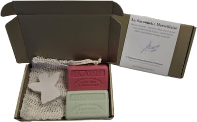 zeep set savon de marseille aloe vera + I love you + engeltje en Sisal zeepzakje - Valentijn - Moederdag