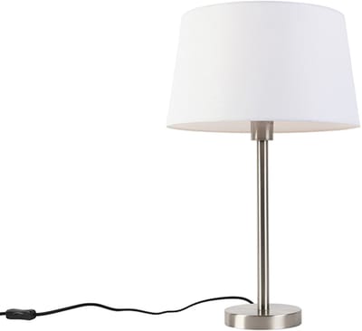 QAZQA simplo - Moderne Tafellamp met kap - 1 lichts - H 525 mm - Wit - Woonkamer | Slaapkamer