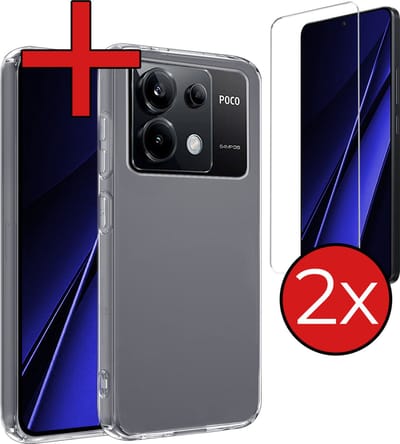 Hoesje - Met 2x Screenprotector - Geschikt voor Xiaomi Poco X6 5G - Sterk & Shockproof - Telefoon Hoes - Back Cover - Siliconen Case - Telefoonhoes - Transparant