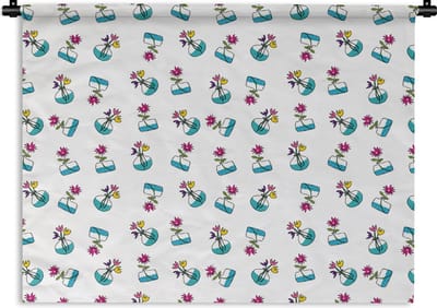 Wandkleed - Wanddoek - Bloemen - Patronen - Lente - 120x90 cm - Wandtapijt