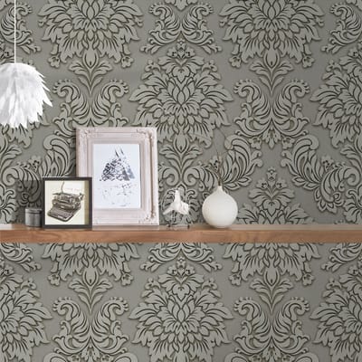 ORNAMENTEN BEHANG | Barok - grijs beige taupe zilver glitter - A.S. Création Metropolitan Stories