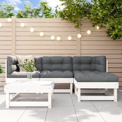 vidaXL - 5-delige - Loungeset - massief - grenenhout - wit