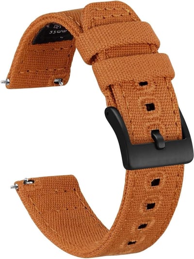 Canvas Horlogeband voor Heren en Dames - Vervangband met Snelle Bevestiging en Geborstelde Gesp - Breedte 20 mm, 22 mm, 24 mm