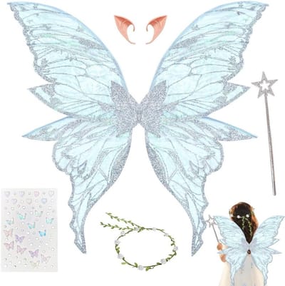 Magische feeënvleugels voor kinderen, kostuum met vlinder- en prinsessenvleugels, perfect voor carnaval en feesten