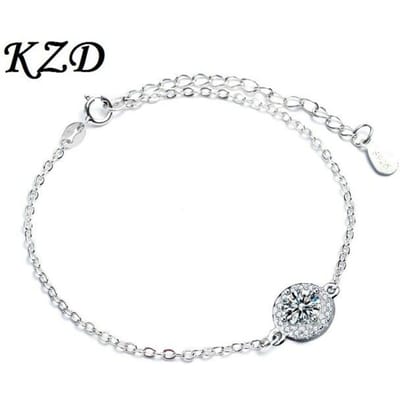 S925 Sterling Zilveren Armband Sieraden Dames Mode Moissaniet Open Armband Voor Vriendin Cadeau 24cm wit