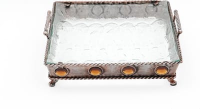 Decoratie Schaal - Glas - Bronskleurig - 29x29x6.5cm