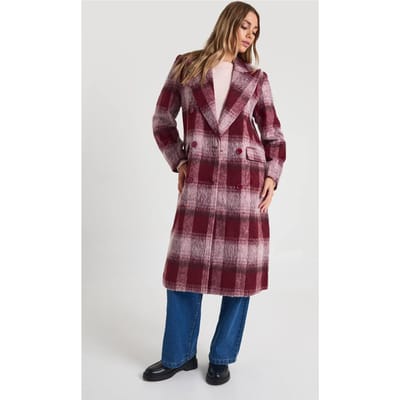 boohoo Dames Controleer oversized dubbelgeknoopte jas | Pink | Maat: 8