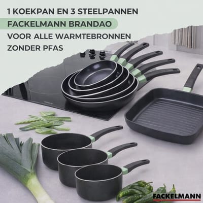 Set van 1 koekenpan van 16 cm en 3 kookpannen van 16, 18 en 20 cm Fackelmann Brandao