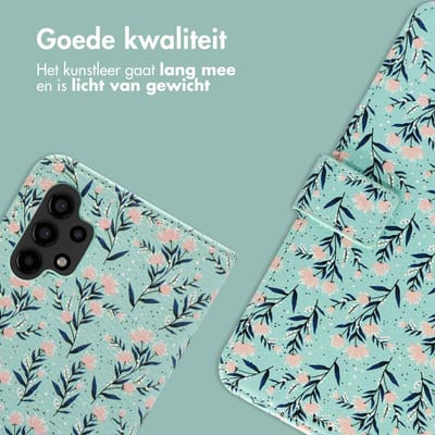 imoshion Hoesje - Geschikt voor Samsung Galaxy A13 (4G) - Design Bookcase smartphone - Blue Flowers