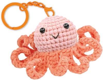 AVENIR Leren Haken - Dancing Octopus - 7X4Cm - Sleutelhanger - 8 Jaar