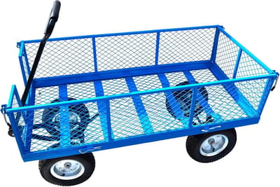 Zware Metalen Tuinwagen | Utility Trolley met Afneembare Zijwanden en Luchtbanden