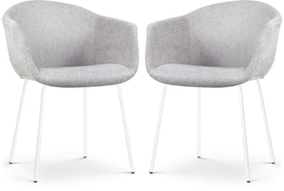 Nolon Nora-Otis Eetkamerstoelen Set van 2 Lichtgrijs - met Armleuning - Stof - Witte Poten