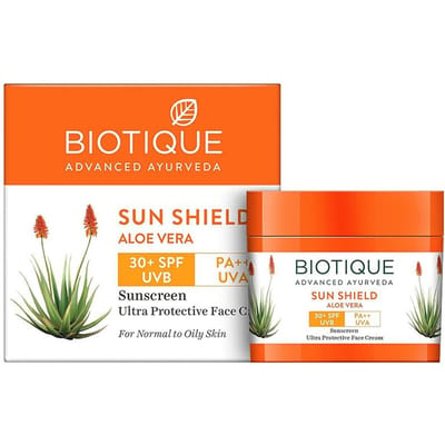 Biotique Aloë Vera SPF 30 Zonnebrandcrème, 50g Gezichtscrème, UVB/UVA Bescherming, Natuurlijke Botanische Extracten, Voor Alle Huidtypes orange