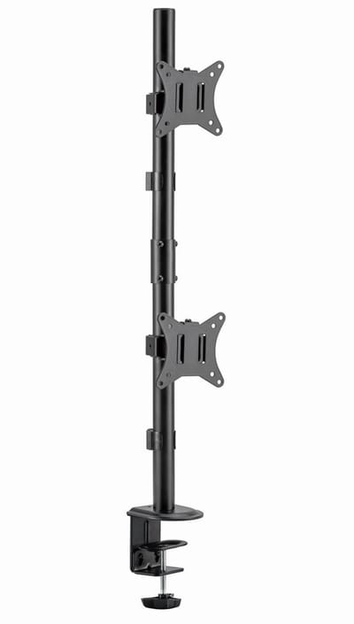 Gembird Dubbele Verstelbare Monitorarm voor Bureaus – 17–32 Inch, Tot 9kg per Monitor, VESA Compatibel, 180° Rotatie, 45° Kantel, 90° Swivel, Zwart