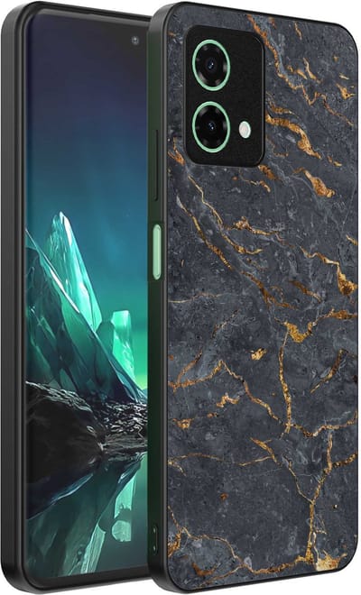 Geschikt voor Motorola Edge 40 Neo Telefoonhoesje met Grijs Goud Marmer Opdruk - TPU Backcover Case Grey Gold Marble Design - Zwart - Smartphonica geschikt voor Motorola Edge 40 Neo