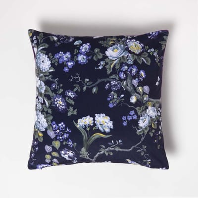 Homescapes fluwelen kussenhoes Night Garden 46 x 46 cm, bloemenkussenhoes paars