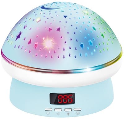 longziming -Kawaii Paddenstoel Sterprojectornachtlamp - USB-C Oplaadbaar - 360° Rotatie - Kindvriendelijke Bediening - Leerzaam & Eenvoudig - Blauw