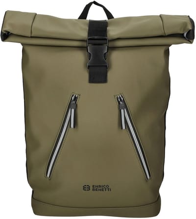Enrico Benetti Bergen Waterafstotende Rolltop Laptoprugzak met 17 inch Laptopvak - Rugzak 22 Liter - Olijfgroen