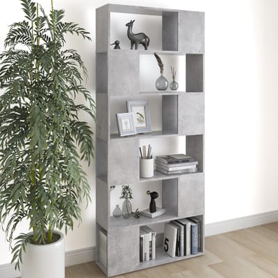 vidaXL - Boekenkast/kamerscherm - 80x24x186 - cm - bewerkt - hout - betongrijs