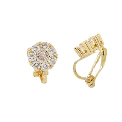 Klem oorbellen -goudkleurig -zirkonia -rond- geen gaatje- Charme Bijoux