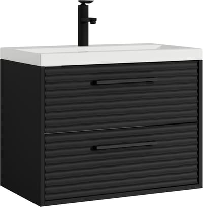 Badplaats Badkamermeubel Set Etna 01 60 cm – Mat Zwart – Badmeubel met Wastafel