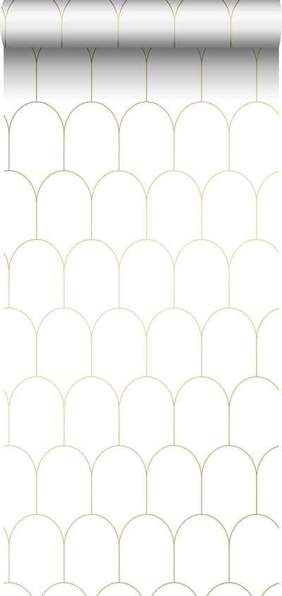 ESTAhome behang art deco motief wit en goud - 53 cm x 10.05 m - 139139