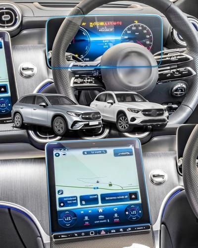 Pantserglas beschermfolie 11,9 inch en 12,3 inch voor Benz C-klasse W206 en GLC X254 SUV - gehard glas met anti-vingerafdrukcoating en krasbestendige bescherming