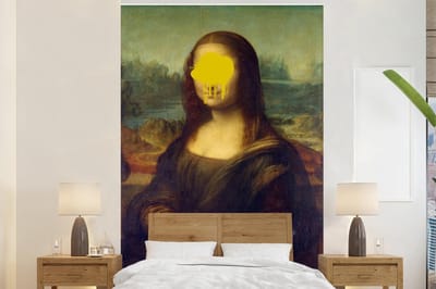Behang - Fotobehang Mona Lisa - Leonardo da Vinci - Geel - Breedte 145 cm x hoogte 220 cm