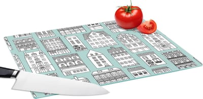 Glazen Snijplank - 39x28 - Patronen - Huis - Skyline - Snijplanken Glas