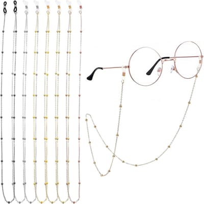7-delige brillenketting voor dames en heren, verstelbare metalen brillenband, universele brillenkoord voor zonnebrillen en monturen, trendy en praktisch accessoire