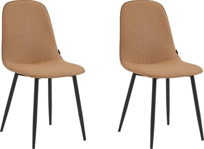 Colenis® - Milou Eetkamerstoelen - Set Van 2 - Bruin - Linnen Stof - Industrieel - Stoelen