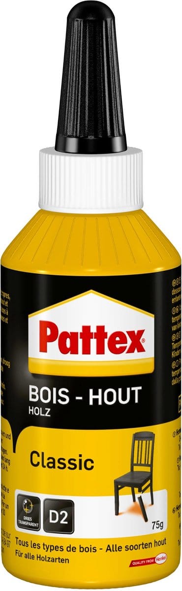 Pattex Houtlijm Classic 75 g | Houtlijm voor Universeel Verbruik | Lijm Geschikt voor Alle Soorten Hout.
