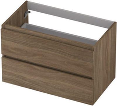 INK Wastafelonderkast - 80x40x52cm - 2 lades - greeploos - houten keerlijst - MFC Zuiver eiken
