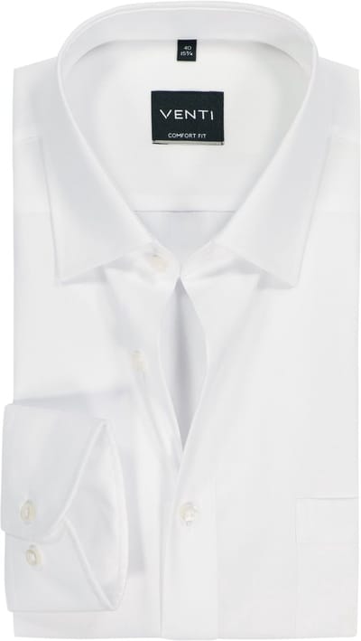VENTI CASA MODA comfort fit overhemd - structuur - wit - Strijkvrij - Boordmaat: 38