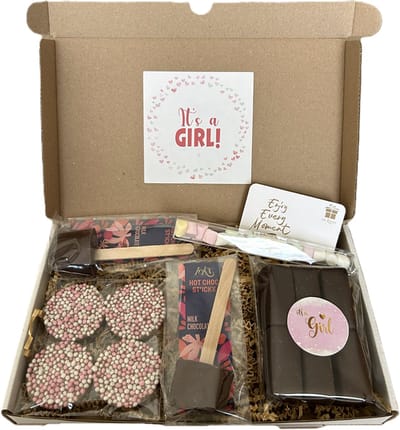 Baby It's a girl choco brievenbus cadeau - chocoladestick - chocolade - marshmallows