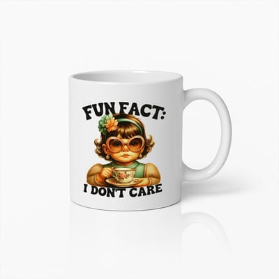 "Fun Fact: I Don't Care" Mok 330ml – Sarcastische Koffiebeker met Attitude – Grappig Cadeau voor Vrouwen, Collega’s & Brutale Vrienden