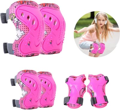 Beschermingsset Kinderen - Knie- en elleboogbeschermers - Buitensporten Beschermen - Ademende Stof - 7-12 Jaar - Roze