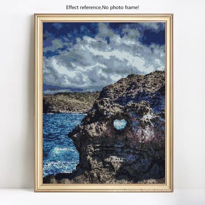 Diamant broderie bord de mer nuage paysage diamant peinture bricolage rond point de croix 20X30CM gray