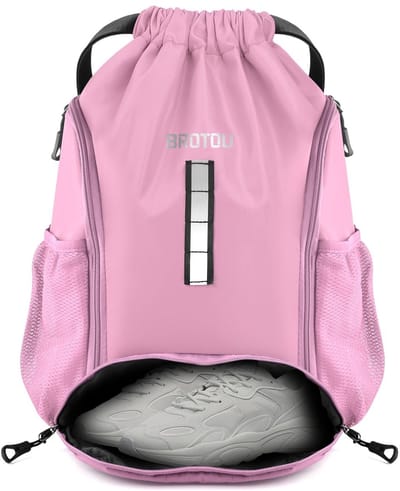 Dailygoods - BROTOU Gymtas, sporttas, voetbaltas, rugzak, trekkoord, sporttas met schoenenvak, trekkoord, waterdichte sporttas voor heren, dames, kinderen, jongeren
