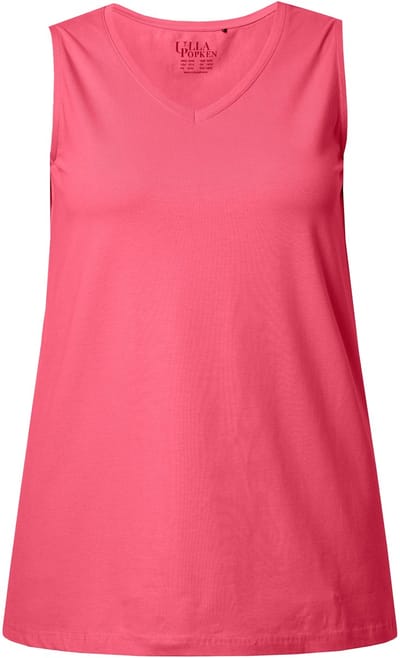 Ulla Popken - Dames - Top A-lijn V-hals mouwloos - Lichtfuchsia - Maat 58+