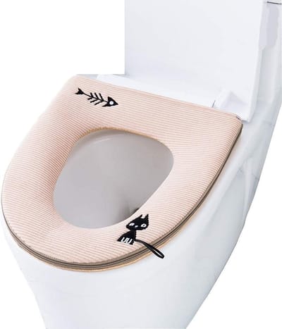 Warme wc-brilhoes 2 stuks - zacht comfort en isolatie tegen koude wc-bril - beige - machine wasbaar