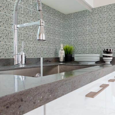 Zelfklevende tegelmuurstickers voor keuken en badkamer - 30 Terrazzo Masina tegelstickers - 30 stickers 10x10cm