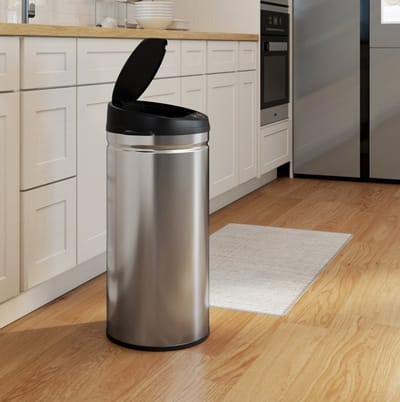 HAUSS SPOLE Prullenbak - Sensoropening En Soft-Close - 42 Liter - Metaal - Zilver - Voor Keuken En Bijkeuken - Vingerafdrukbestendig