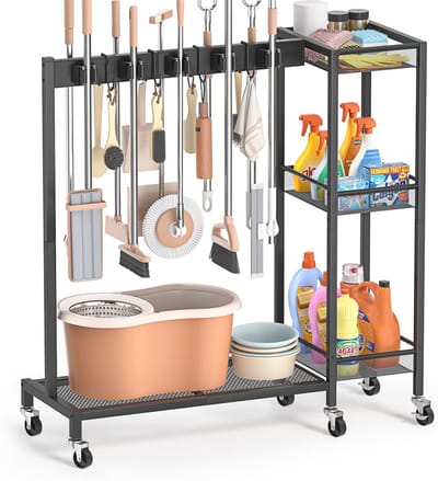 Bezemhouder en Schoonmaak Organizer - Praktische Oplossing voor Schoonmaakbenodigdheden
